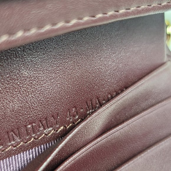 CHRISTIAN DIOR BURGUNDY WINE PATENT CANNAGE WALLET WITH REMOVABLE CHARM - Picture 8 of 16